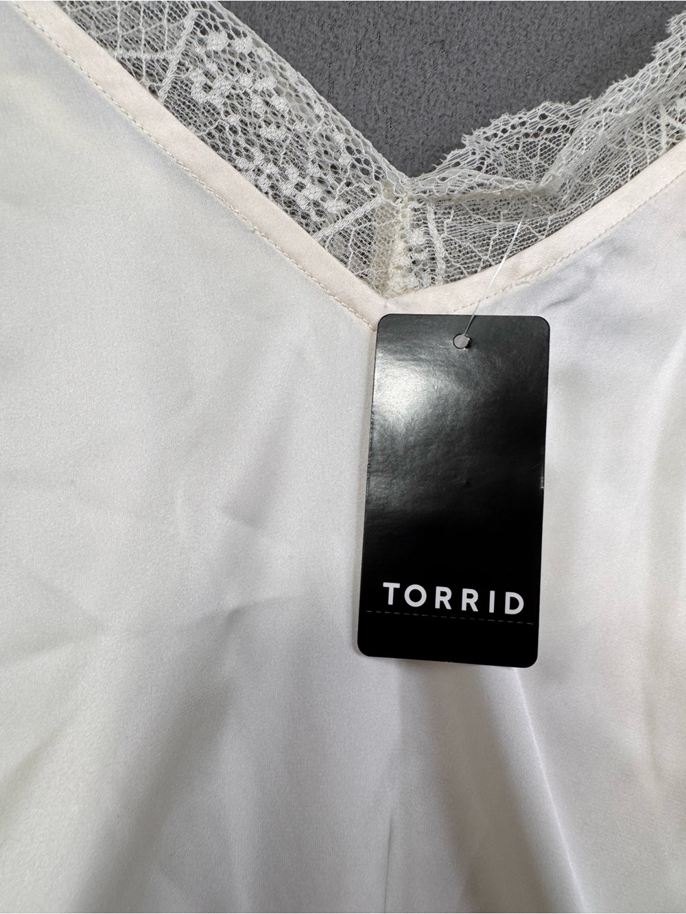 Torrid Satin Lace Trim Cami Ivory, Whisper White, Camisole, 1X - Picture 4 of 16